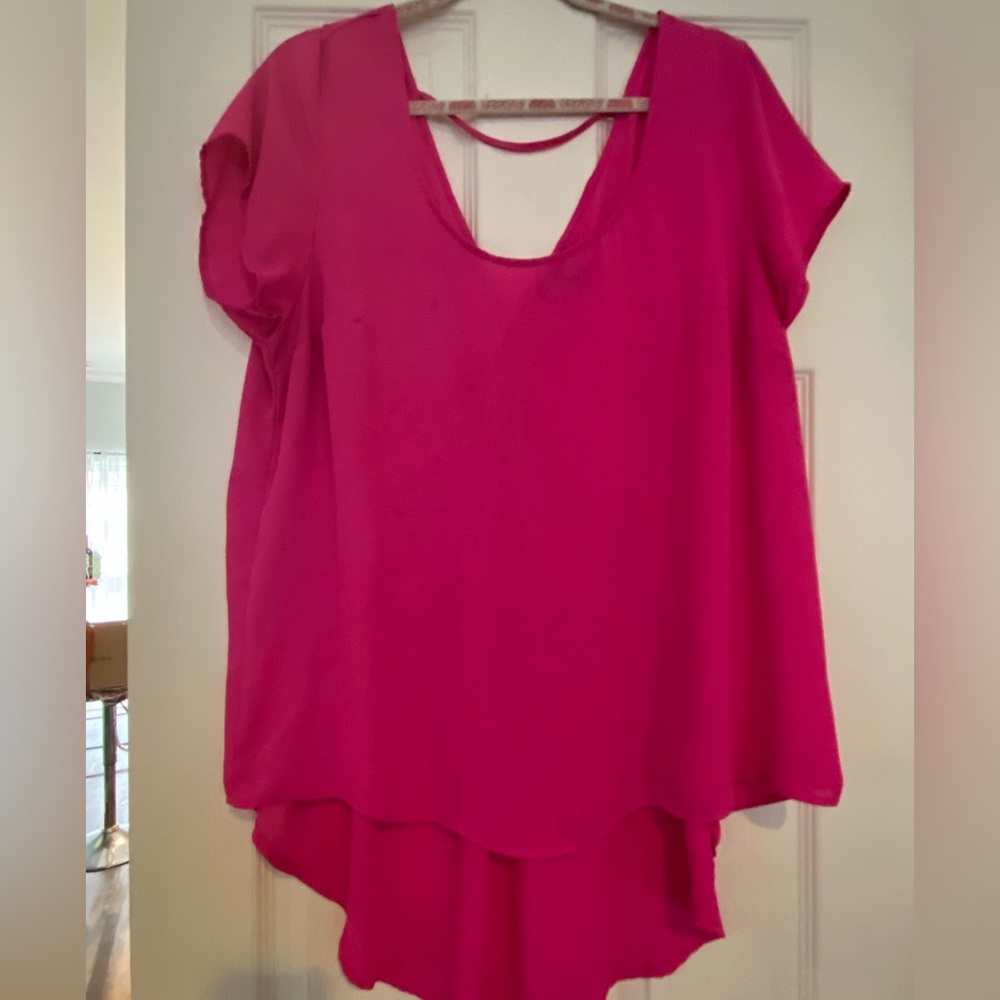 Hot pink high low shirt